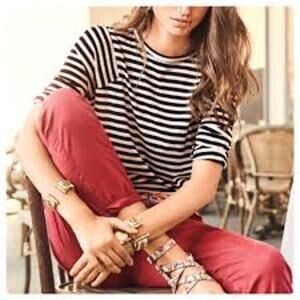 Cabi Hutton Nantucket Low Rise Tapered Leg Pants Cotton Red Women's 14 Skinny